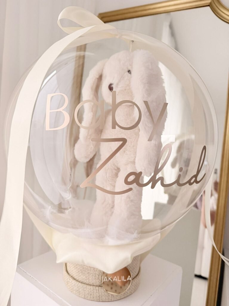 Ballon transparent avec ourson en peluche à l'intérieur, personnalisé pour bébé à Luxembourg