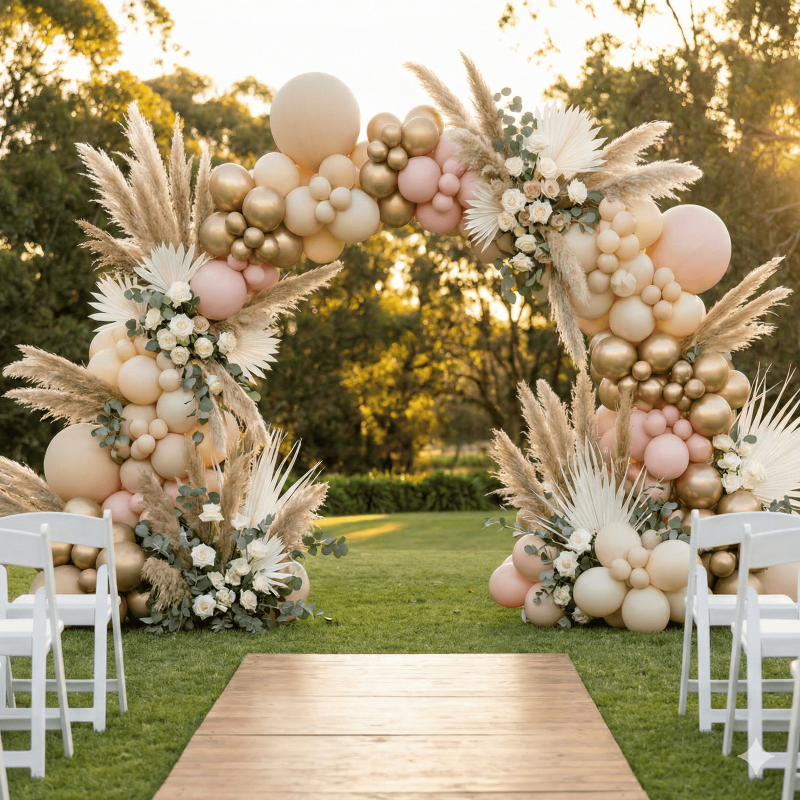 Arche florale pour mariage et fiançailles en extérieur à Luxembourg
